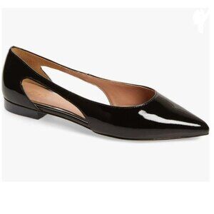 FOWT Black Slip-on Cut-Out Pointed Toe for Women Elegant Splicing Low Heel Flats